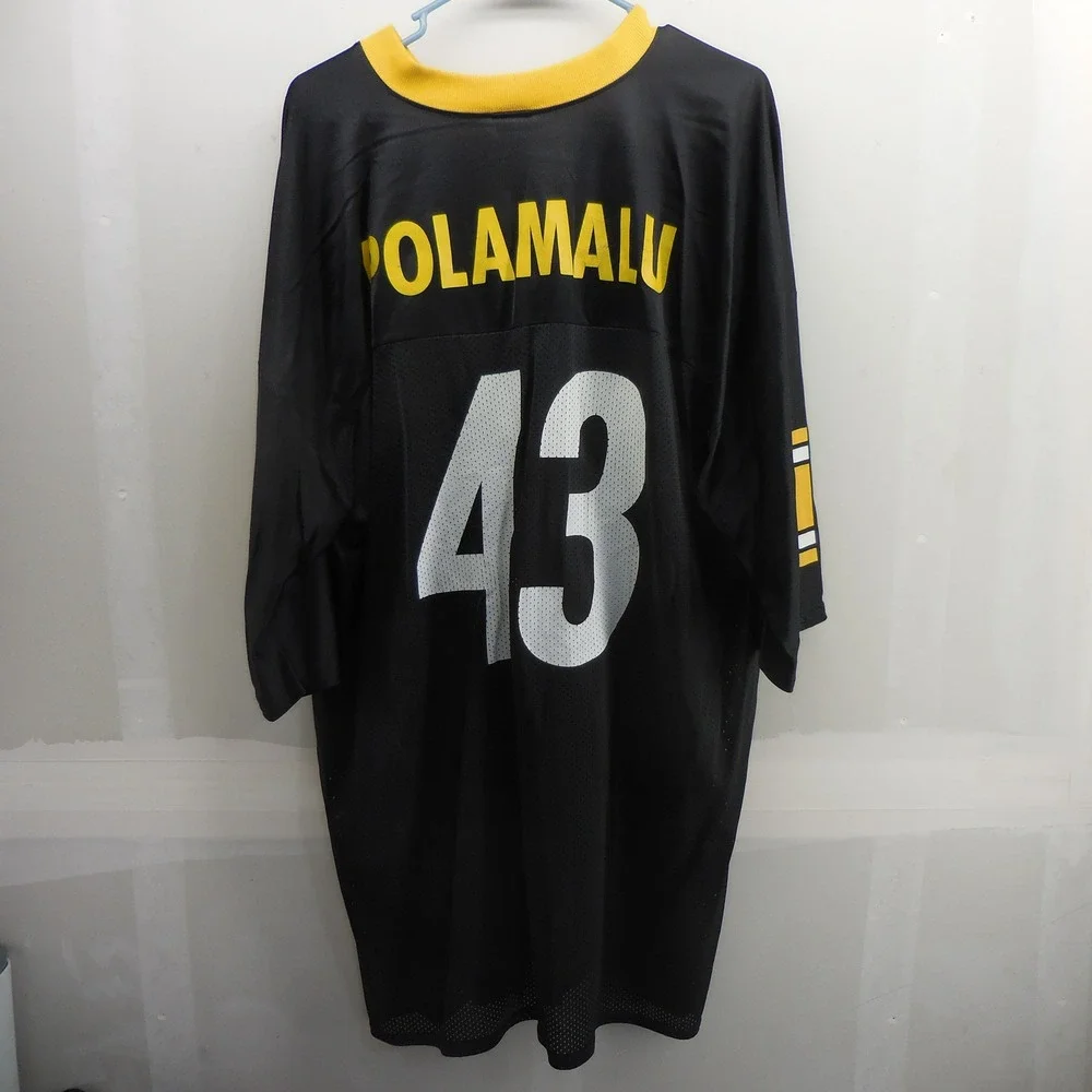 Reebok NFL Pittsburgh Steelers Troy Polamalu 43 Jersey Mens 2XL Black Mesh